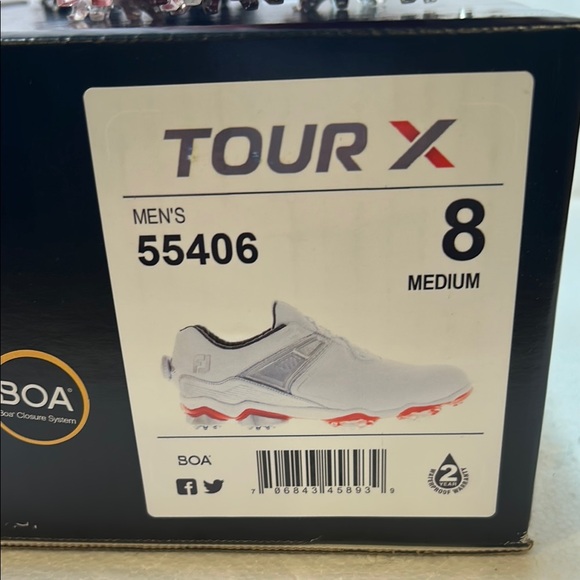 Foot Joy Tour X 55406 golf shoes white grey and red 8 M New - Picture 6 of 7